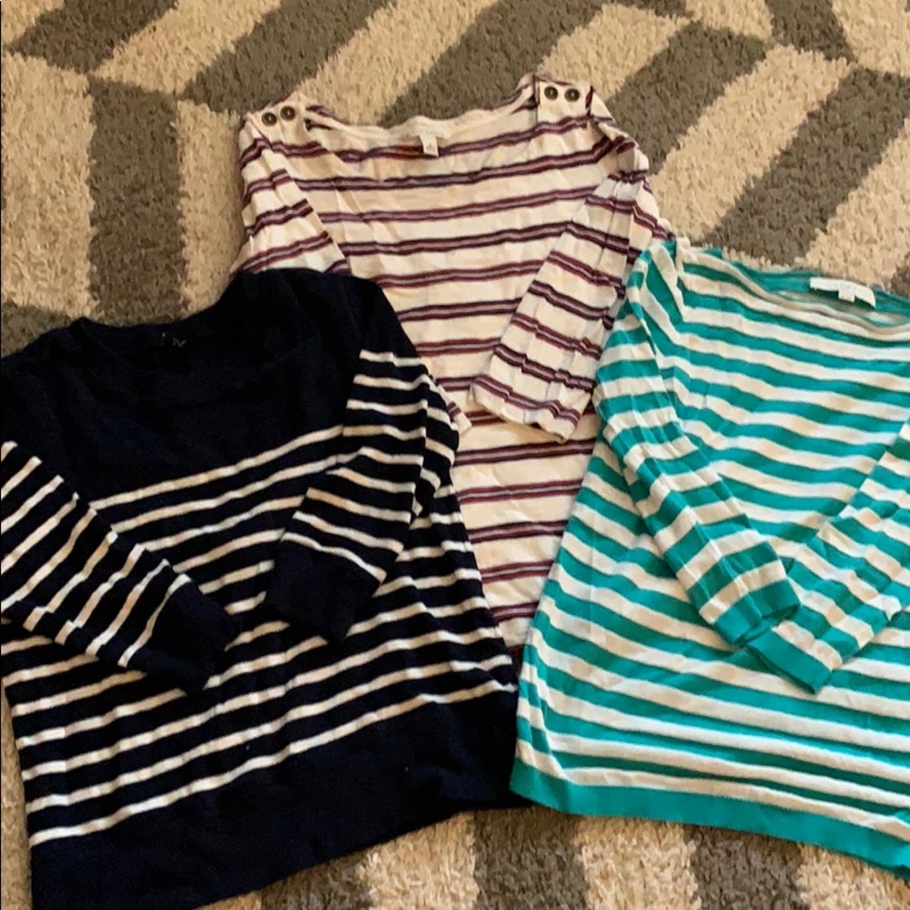 3 quarter sleeves (all stripes) crew neck sweater